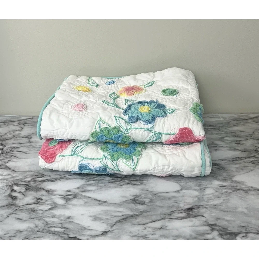 Pottery Barn Teen Set Of 2 Pillow Shams Quilted Top Floral Cottage Core